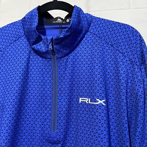 RLX Ralph Lauren Men's Golf LS Quarter Zip Blue Performance Stretch Sports Logo - Picture 2 of 11